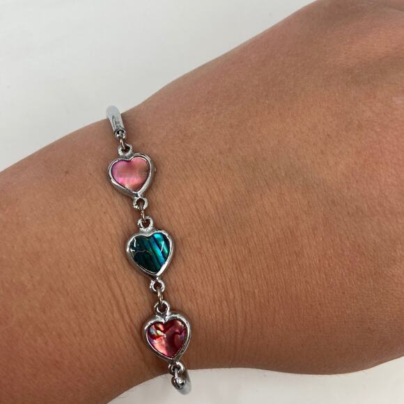 Blue and pink Heart silver tone bracelet - Picture 1 of 4